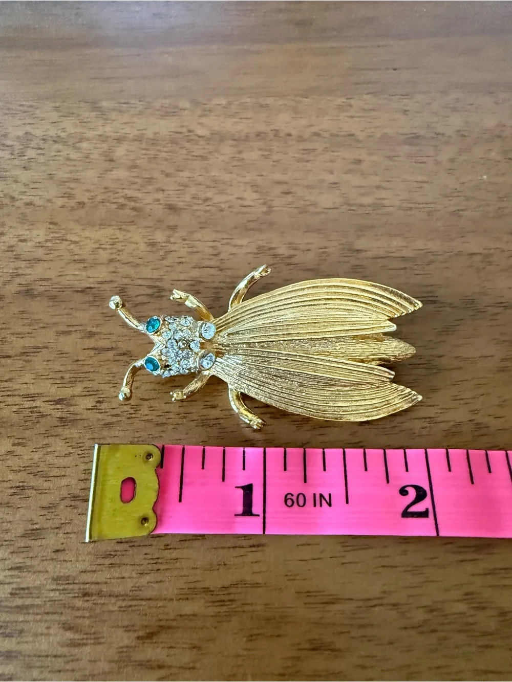 Vintage Signed Hattie Carnegie Cicada Locust Bug Brooch Gold Tone Insect Pin